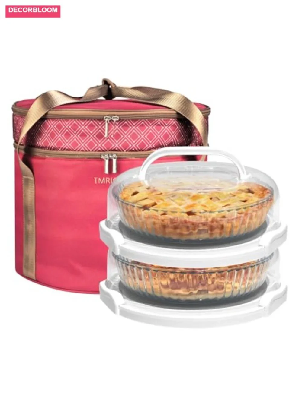 2 Pack Pie Carrier with Lids and Handles, Insulated Cupcake Pizza Storage